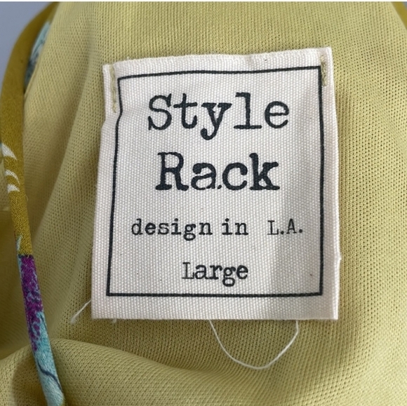 Style Rack Chartreuse Green Pink Floral Camisole Mini Dress - Picture 3 of 4